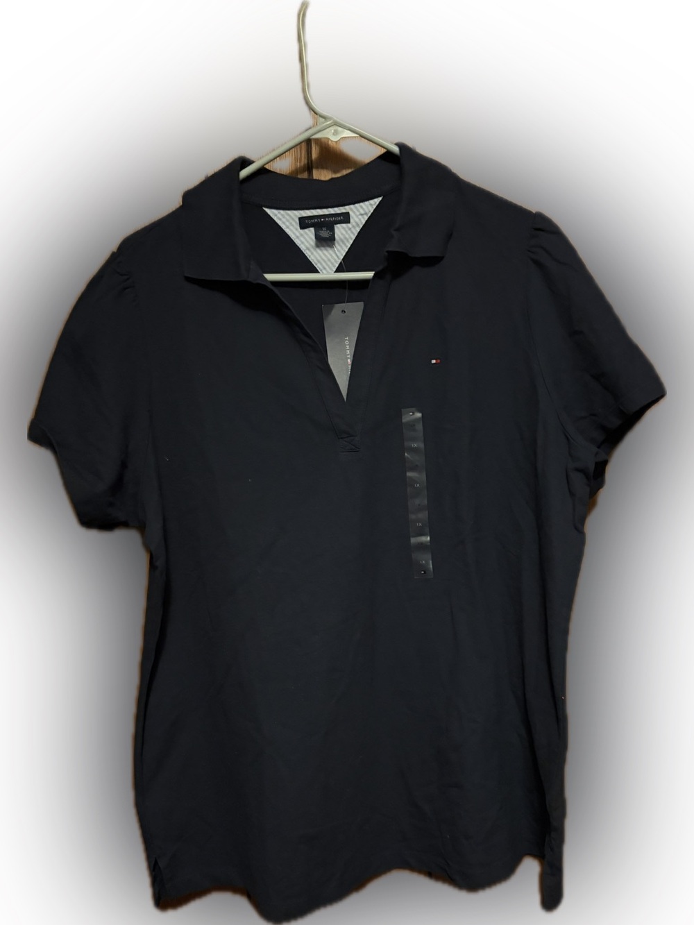Tommy Hilfiger Women's Black Short-Sleeve Polo Tee